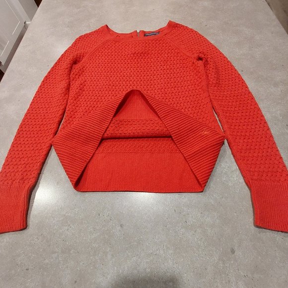 AMERICAN EAGLE OUTFITTERS Red Basket Weave Design L/S Sweater - Size XS/TP - Picture 10 of 11